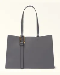 Furla Nuvola Borsa Shopping Soil Grigio Scuro Pelle Di Vitello Claris Lux Donna Grigio