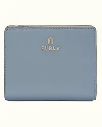 Furla Camelia Portafoglio Compatto Celestial Blu Pelle Di Vitello Granata Donna Blu