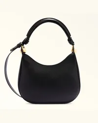 Furla Sfera Borsa A Spalla Nero Nero Pelle Di Vitello Granata + Pelle Di Vitello Morbida Donna Nero