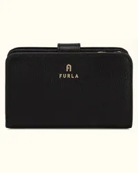 Furla Camelia Portafoglio Compatto Nero Nero Pelle Stampata Donna Nero