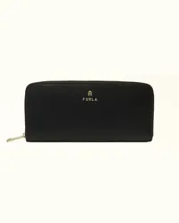 Furla Camelia Zip Around Nero Nero Pelle Di Vitello Morbida Donna Nero