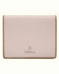 Furla Camelia Portafoglio Compatto Corolla Rosa Pelle Di Vitello Morbida + Cordoncino Donna Rosa