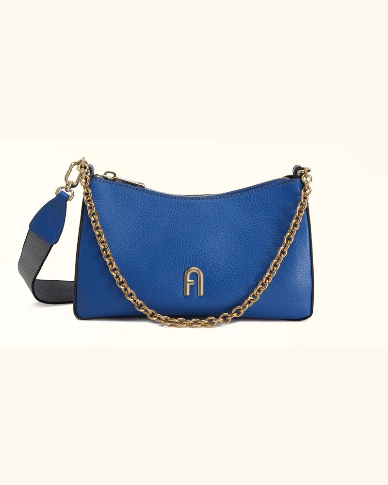 Furla Primula Borsa A Tracolla Blu Cobalto Blu Pelle Di Vitello Granata + Nastro Logato Donna Blu