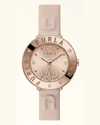 Furla Essential Orologio Con Cassa Tonda Candy Rose Rosa Vitello + Metallo + Strass Donna Rosa