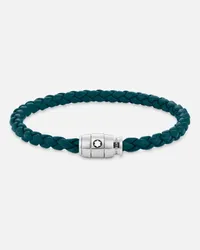 Montblanc Bracciale In Acciaio A 3 Anelli Della Collezione Meisterstück In Pelle Blu Cipro - Bracciali 