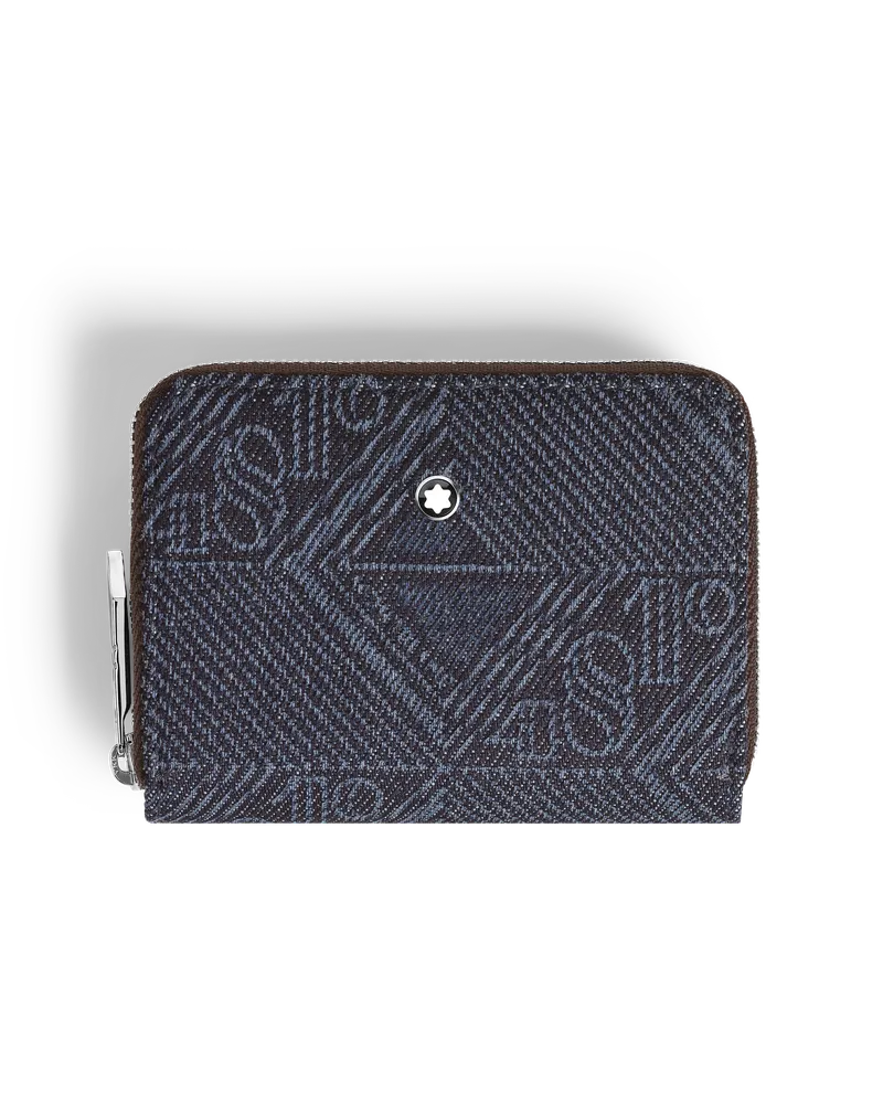Montblanc Portafoglio Mini 2 Tasche con Cerniera in Denim 4810 - Blu - Tessuto e Pelle - MB221478 - Portafogli Blu