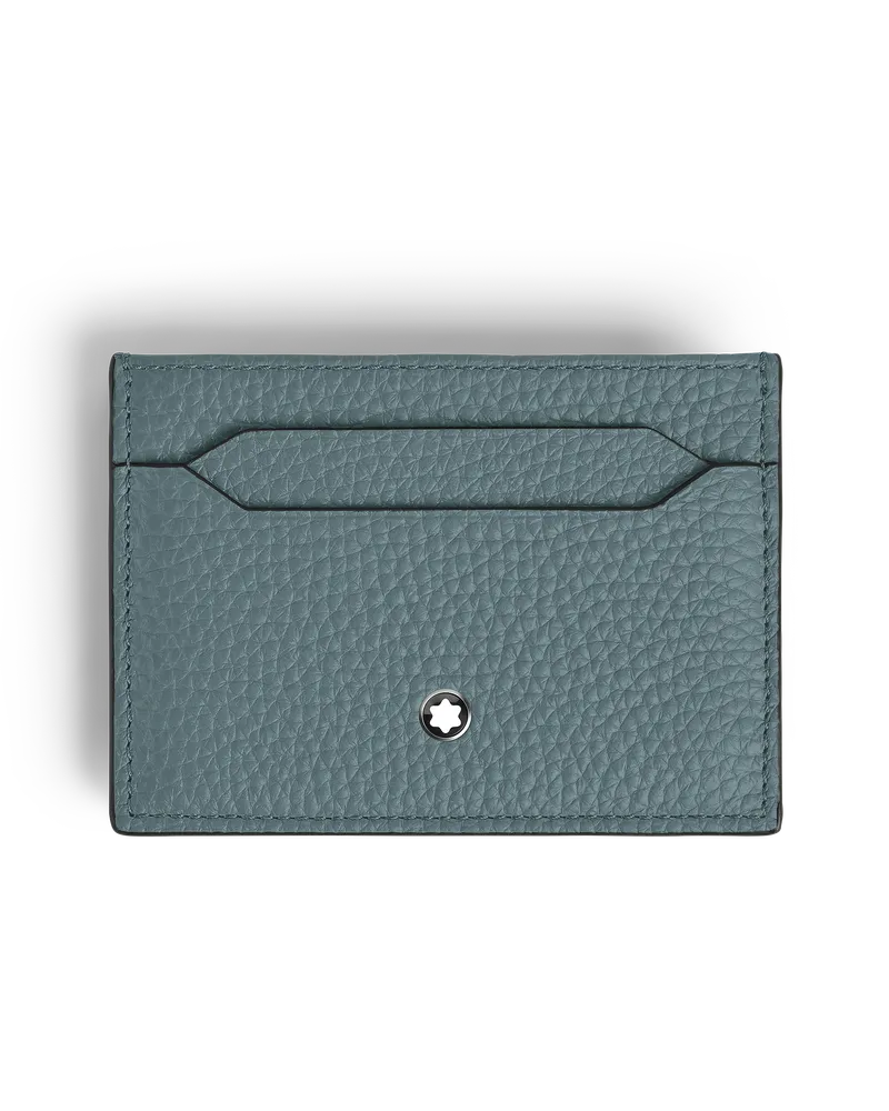 Montblanc Portacarte 5 Tasche in Pelle con Grana - Blu ghiaccio - Pellame - MB223033 - Porta Carte Blu