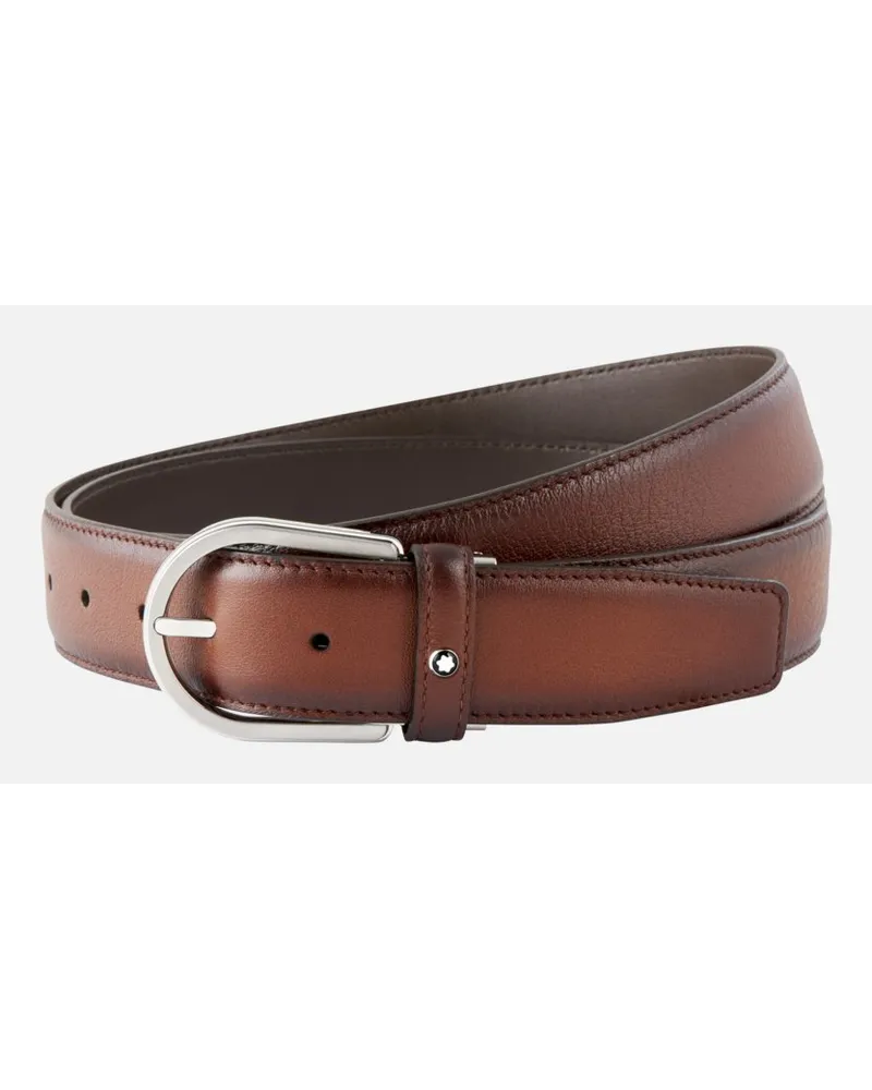 Montblanc Cintura In Pelle Marrone 35 Mm Con Fibbia A Ferro Di Cavallo - Cinture - Marrone Marrone