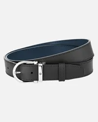 Montblanc Cintura Reversibile In Pelle Nera/blu 35 Mm Con Fibbia A Ferro Di Cavallo - Cinture - Blu / Nero Blu