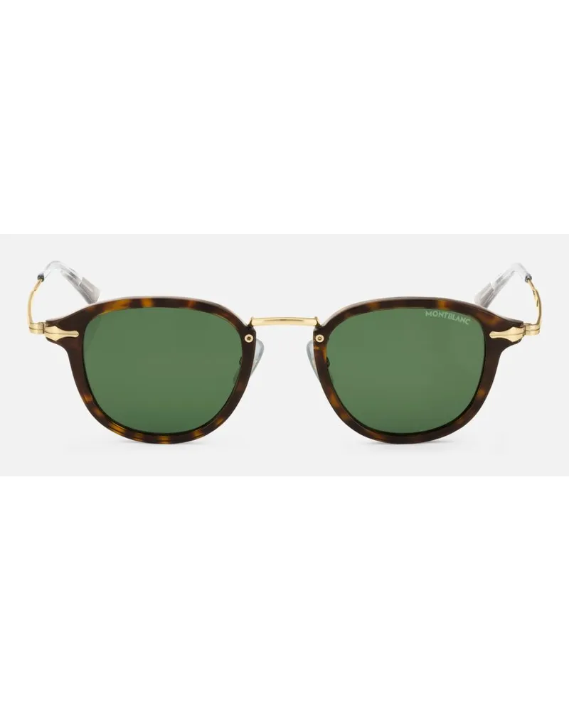 Montblanc Occhiali Da Sole Con Montatura Rotonda Iniettata Color Havana - Occhiali Da Sole 