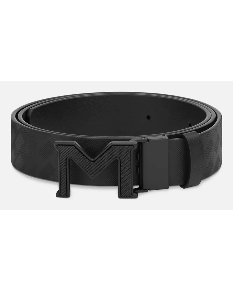 Montblanc Cintura Reversibile Con Fibbia “m” In Pelle Extreme 3.0 Nera/nera Liscia Da 35 Mm - Cinture - Nero Nero