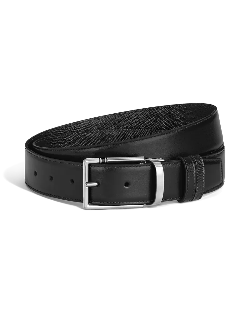 Montblanc Cintura Reversibile mm in Pelle con Fibbia Rettangolare Meisterstück - Nero - MB222215 - Cinture Nero