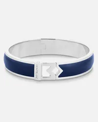 Montblanc Bracciale Rigido In Acciaio Logo Montblanc M E Pelle Blu - Bracciali Rigidi - Blu Blu