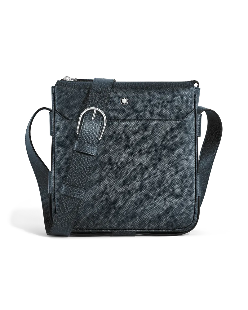 Montblanc Borsa Messenger Verticale in Pelle Sartorial - Tweed blu - Pellame - MB222459 - Messenger Bag Tweed