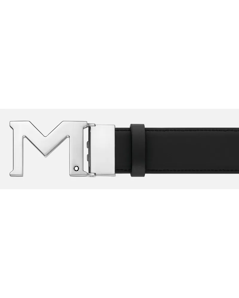 Montblanc Cintura Reversibile In Pelle Nera 35 Mm Con Fibbia M - Cinture - Nero Nero
