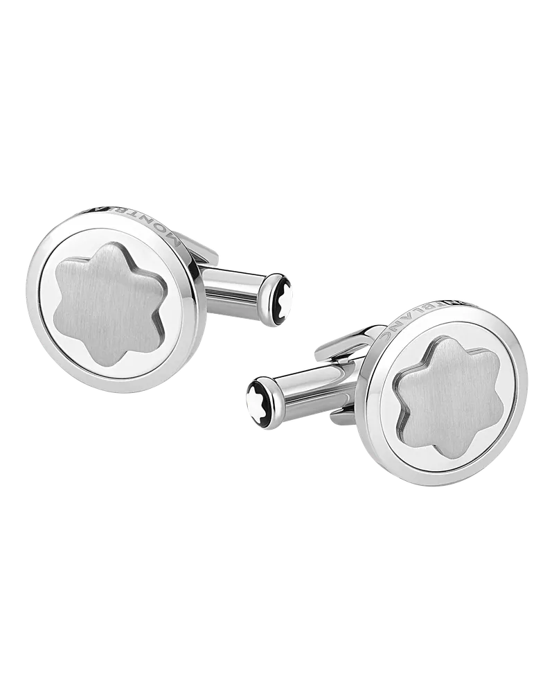 Montblanc Gemelli con Emblema a Forma di Vetta Innevata in Madreperla - Acciaio pregiato - MB123810 - Gemelli 