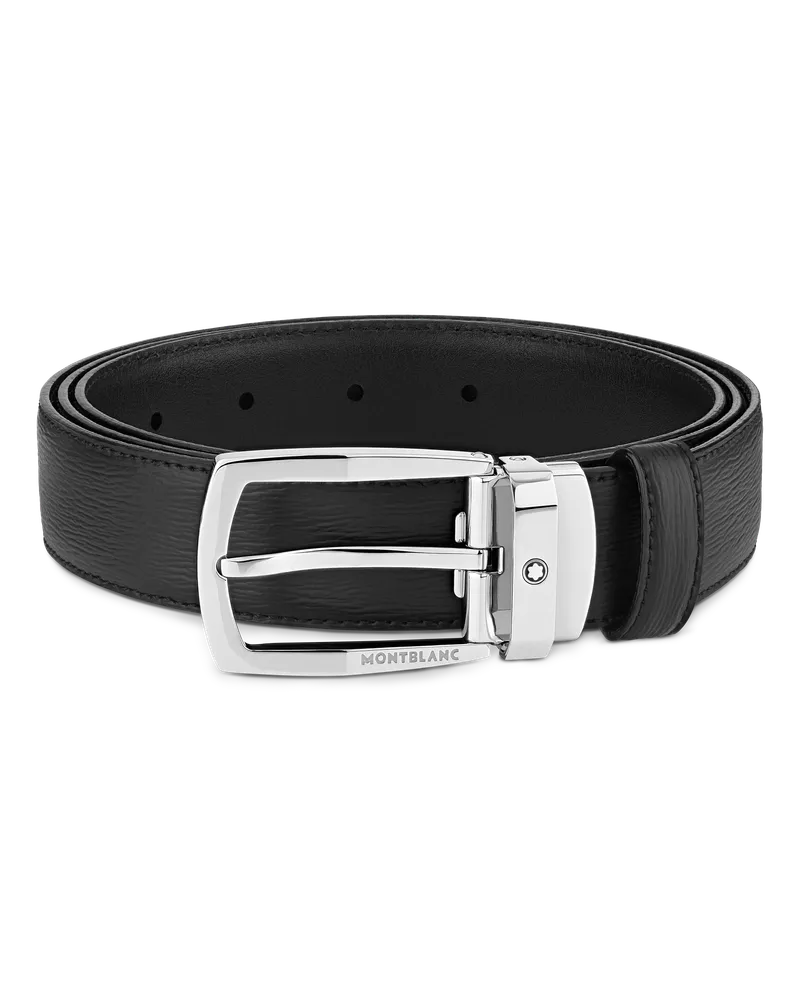 Montblanc Cintura mm Fibbia Piatta Montblanc con Meccanismo Scorrevole in Pelle - Nero - MB118421 - Cinture Nero