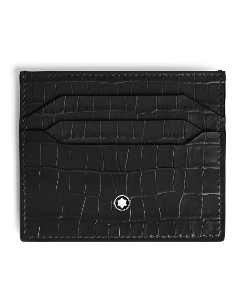 Montblanc Portacarte 6 Tasche in Pelle Stampata Coccodrillo - Nero - Pellame - MB220486 - Porta Carte Nero