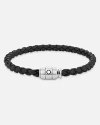 Montblanc Bracciale In Acciaio E Pelle Nera Con Chiusura A 3 Anelli - Bracciali - Nero Nero