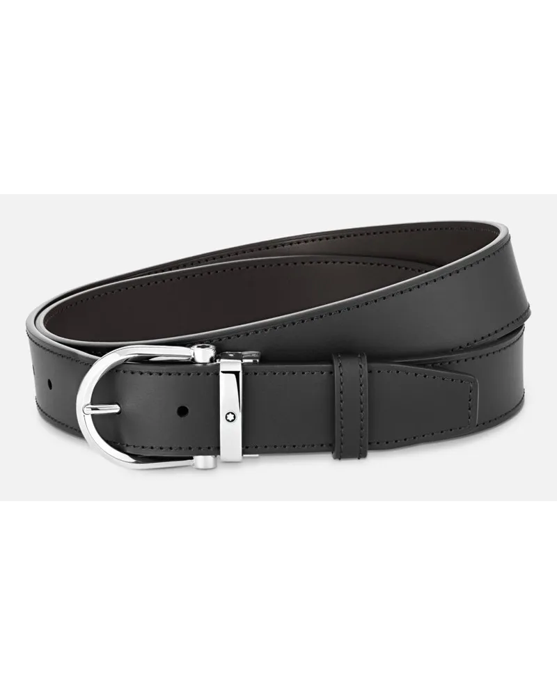 Montblanc Cintura Reversibile In Pelle Nera/marrone 35 Mm Con Fibbia A Ferro Di Cavallo - Cinture - Nero / Marrone Nero
