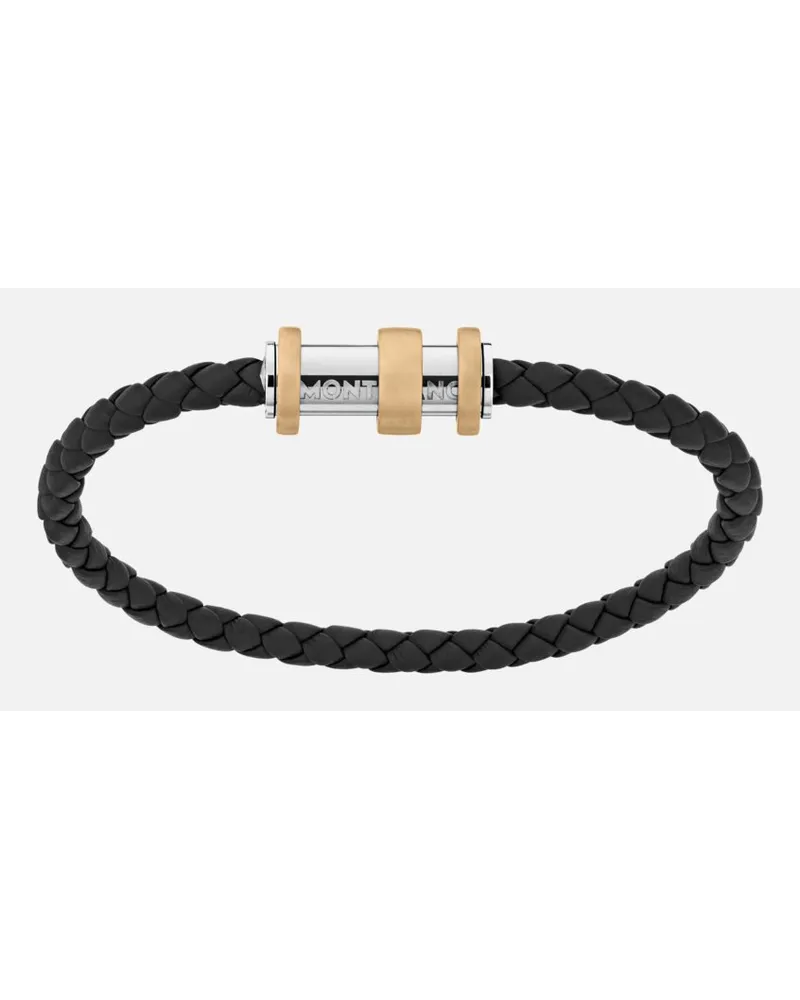 Montblanc Bracciale In Acciaio E Pelle Montblanc 1858 Geosphere - Bracciali - Nero Nero