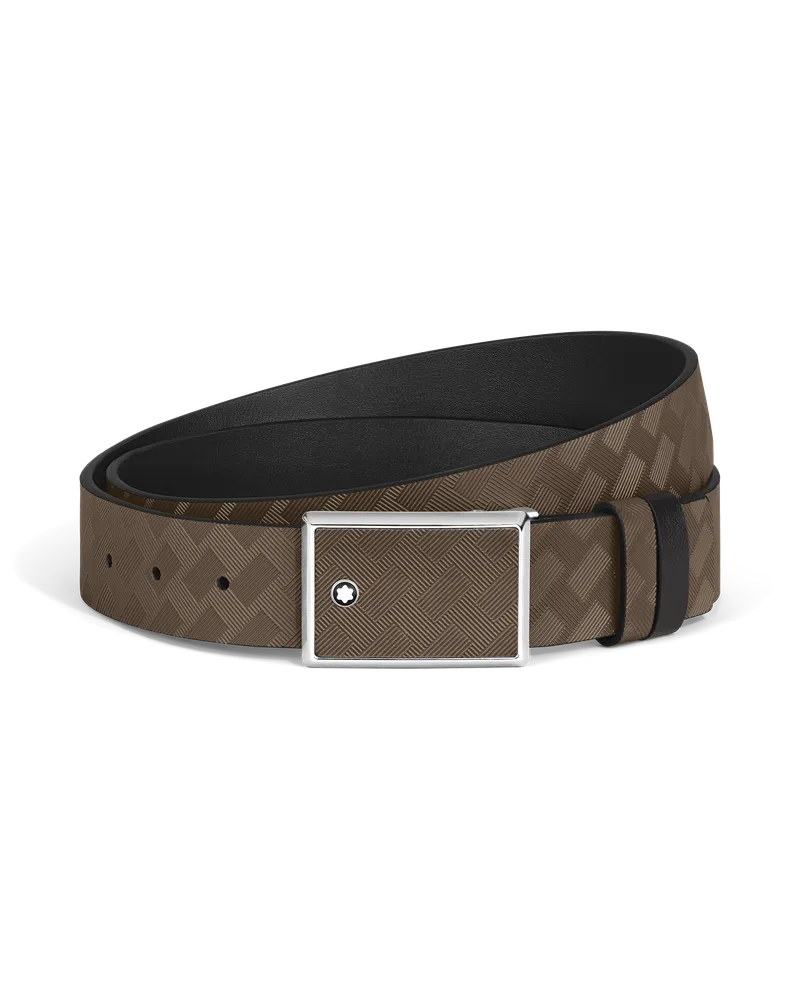 Montblanc Cintura Reversibile Fibbia Piatta a Intarsio mm in Pelle Extreme - Noisette - MB222221 - Cinture Noisette
