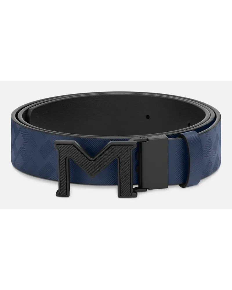 Montblanc Cintura Reversibile Con Fibbia “m” In Pelle Extreme 3.0 Blu/nera Liscia Da 35 Mm - Cinture - Blu Blu