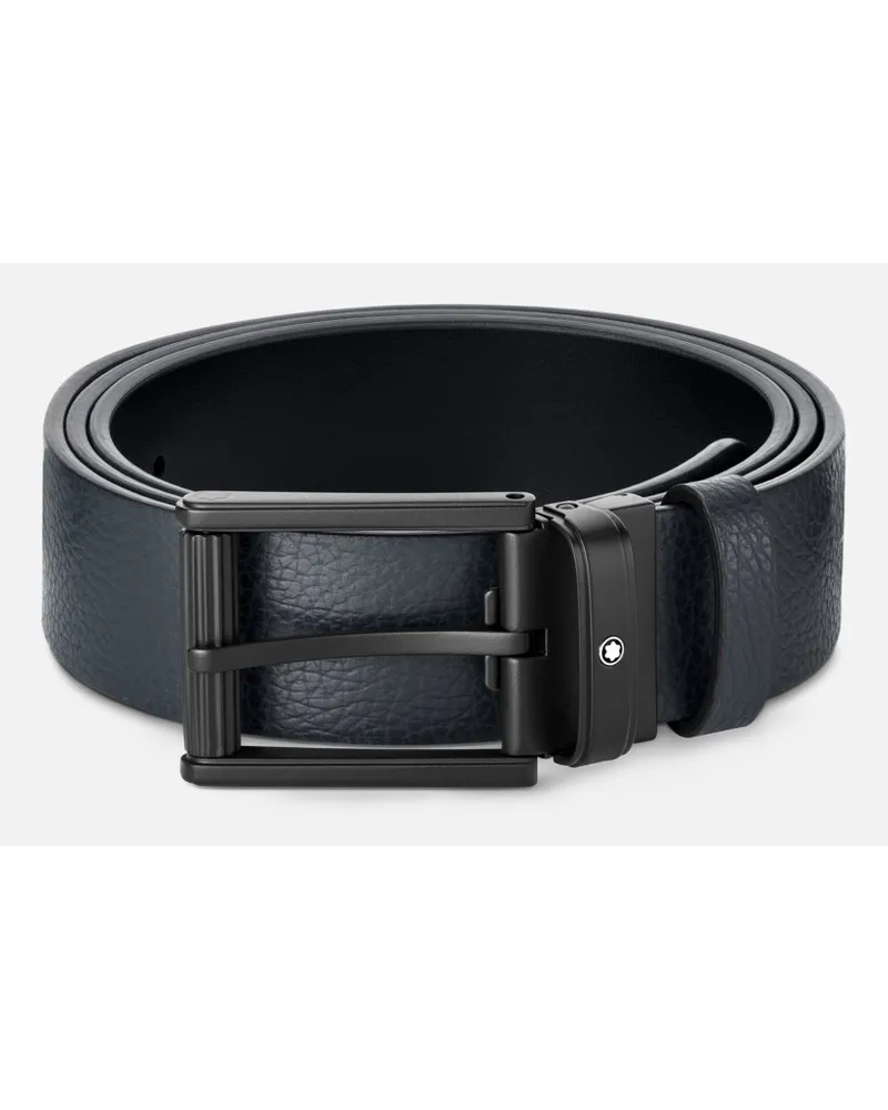 Montblanc Cintura Reversibile 35 Mm In Pelle Blu/nera - Cinture - Nero / Blu Nero