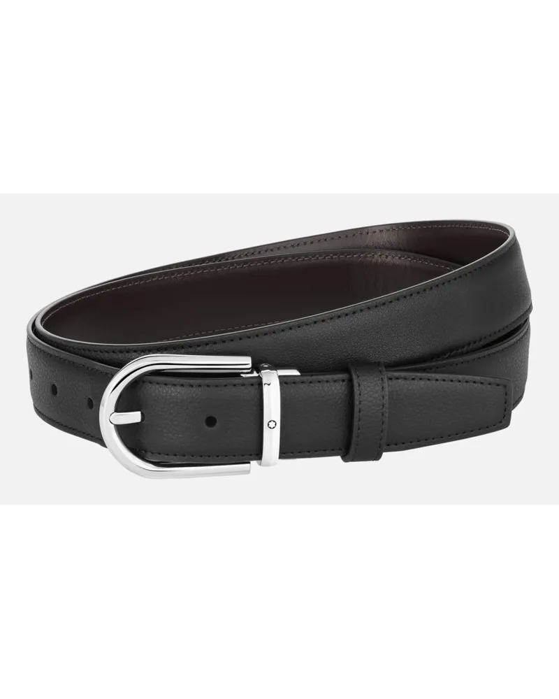 Montblanc Cintura Reversibile In Pelle Nera/marrone 30 Mm Con Fibbia A Ferro Di Cavallo - Cinture - Nero / Marrone Nero