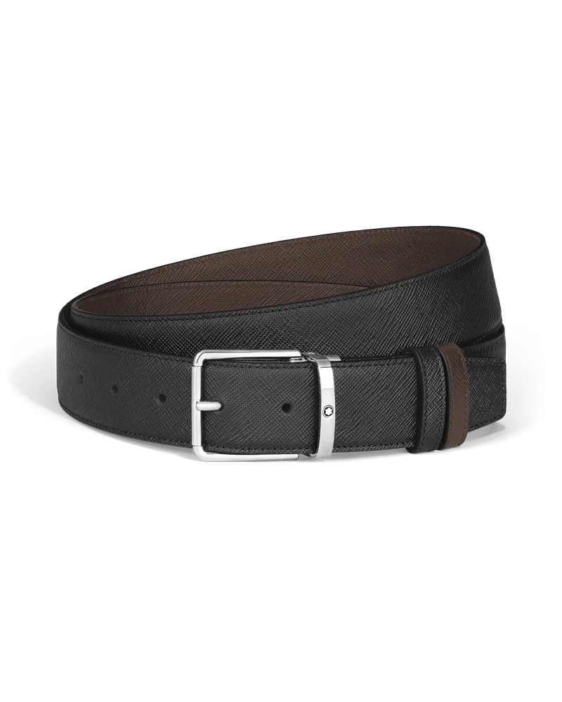 Montblanc Cintura Everyday Reversibile mm in Pelle Sartorial (160 cm) - Ebano - MB222453 - Cinture Ebano