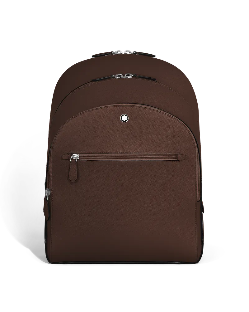 Montblanc Zaino Modello Medio con 3 Compartimenti in Pelle Sartorial - Ebony colour - Pellame - MB222929 - Zaini Ebony