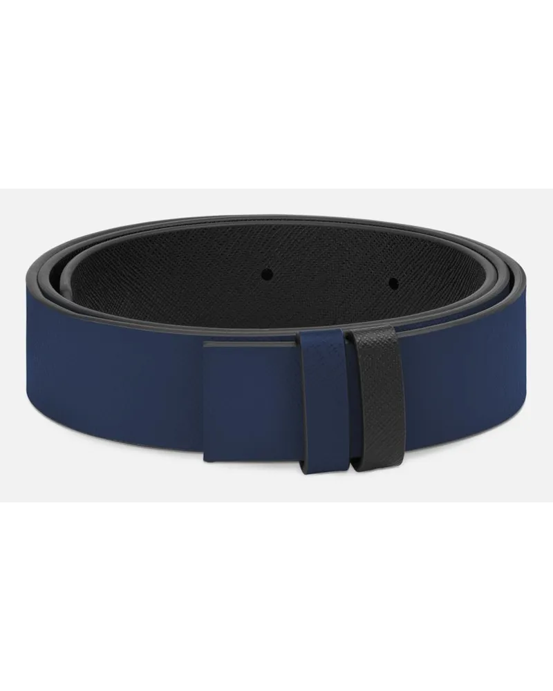 Montblanc Cinghia Reversibile Da 35 Mm In Pelle Stampa Saffiano Blu Inchiostro/nero - Cinture - Blu / Nero Blu
