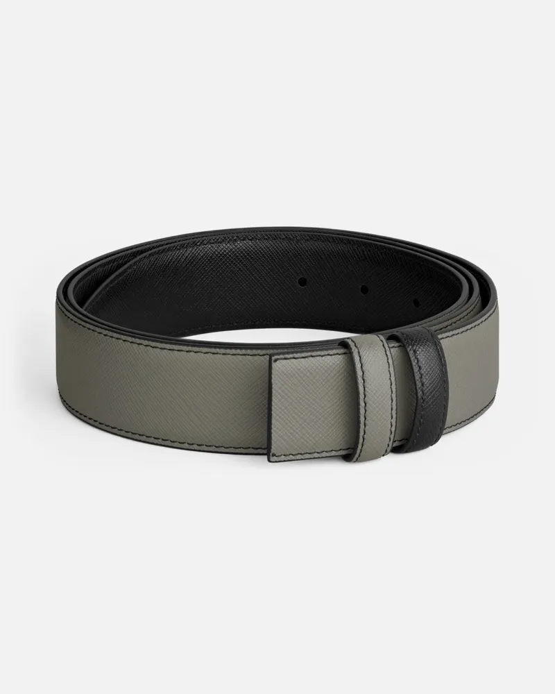 Montblanc Cintura Reversibile 35 Mm In Pelle Grigio Medio/nera - Belt Buckle - Grigio / Nero Grigio