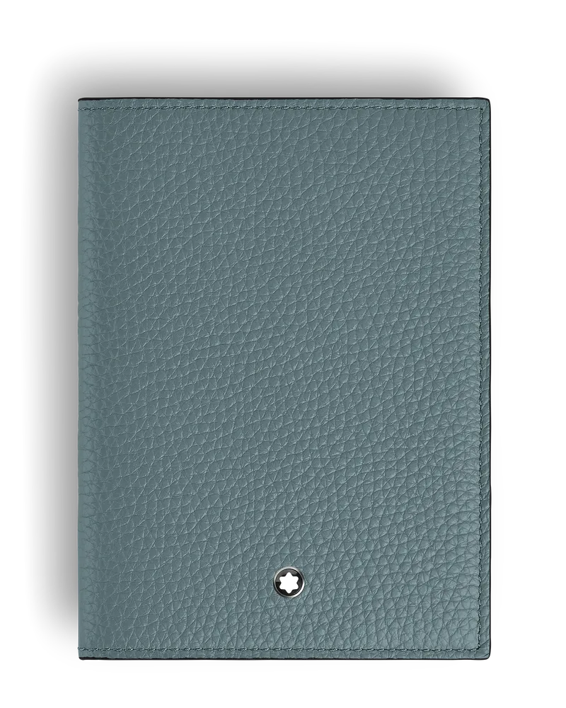 Montblanc Porta Passaporto in Pelle con Grana - Blu ghiaccio - Pellame - MB223065 - Custodie Per Passaporto Blu