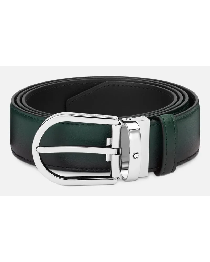 Montblanc Cintura In Pelle Sfumato British Green (verde) Da 35 Mm Con Fibbia A Ferro Di Cavallo - Cinture 