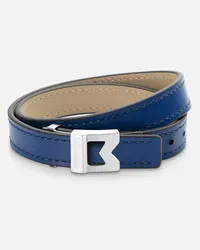 Montblanc Bracciale Logo Montblanc M In Pelle Blu, Misura Regolabile - Bracciali - Blu Blu