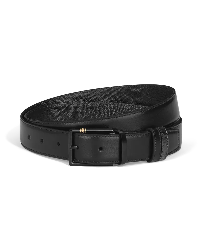 Montblanc Cintura Reversibile mm in Pelle con Fibbia Rettangolare Meisterstück - Nero - MB222209 - Cinture Nero