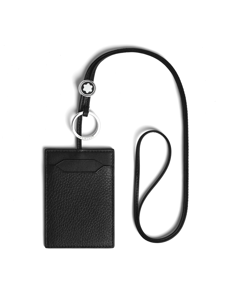 Montblanc Portacarte 3 Tasche con Tracolla in Pelle con Grana - Nero - Pellame - MB222421 - Porta Carte Nero