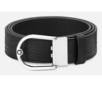 Cintura Da 35 Mm Con Fibbia A Ferro Di Cavallo Reversibile In Pelle Nera Liscia E Stampata - Cinture - Nero