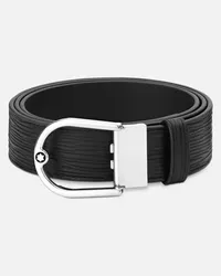 Montblanc Cintura Da 35 Mm Con Fibbia A Ferro Di Cavallo Reversibile In Pelle Nera Liscia E Stampata - Cinture - Nero Nero