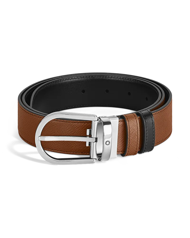 Montblanc Cintura Reversibile Horseshoe mm in Pelle Sartorial - Fulvo - Pellame - MB222385 - Cinture Fulvo