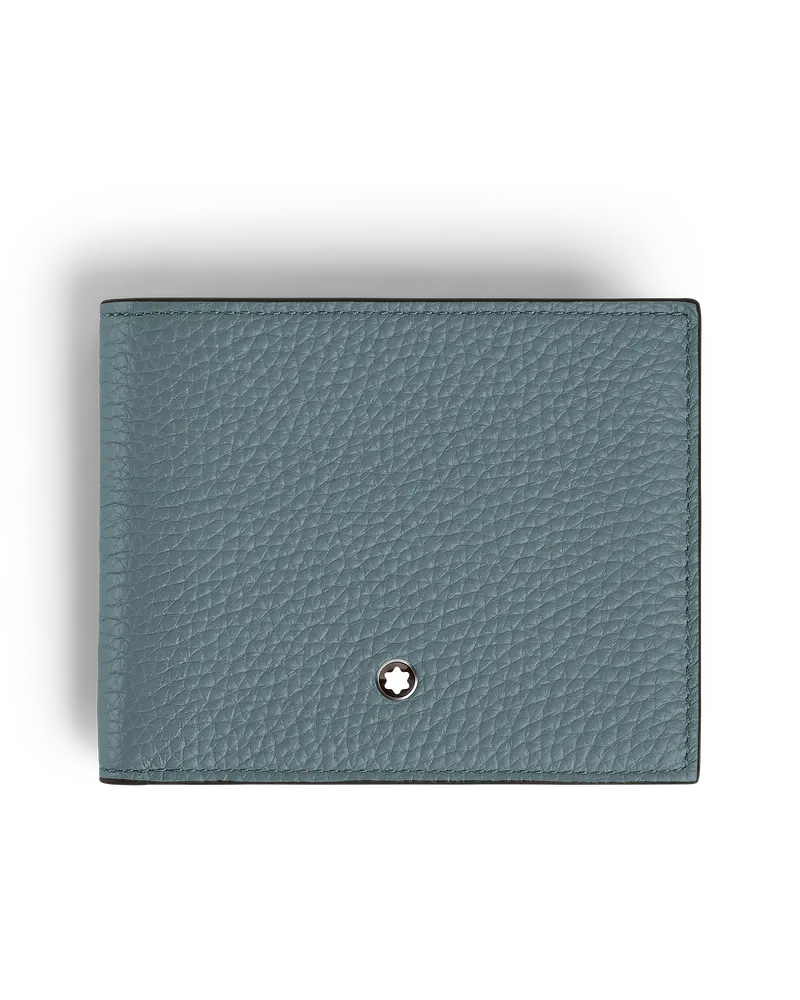 Montblanc Portafoglio 6 Tasche in Pelle con Grana - Blu ghiaccio - Pellame - MB223015 - Portafogli Blu