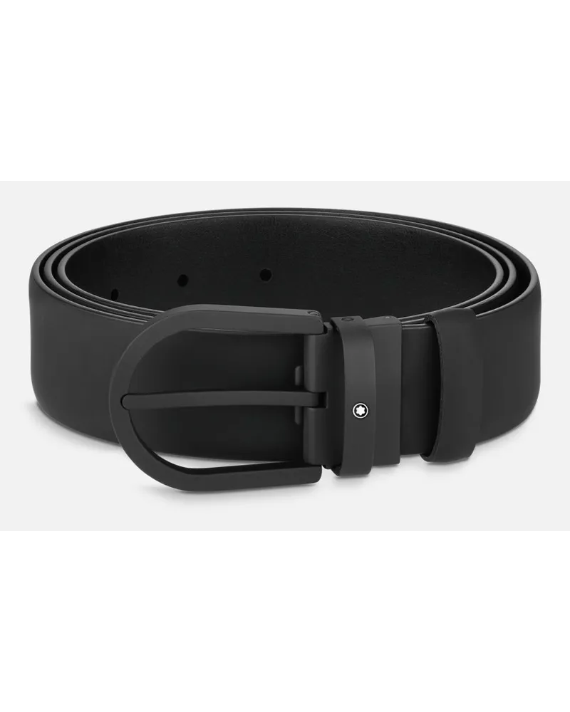 Montblanc Cintura In Pelle Nera 35 Mm Con Fibbia A Ferro Di Cavallo - Cinture - Nero Nero