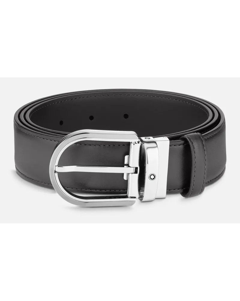 Montblanc Cintura Da 35 Mm In Pelle Grigia Con Fibbia A Ferro Di Cavallo - Cinture - Grigio Grigio