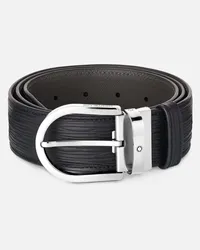 Montblanc Cintura In Pelle Stampata Nera Da 40 Mm Con Fibbia A Ferro Di Cavallo - Cinture - Nero Nero