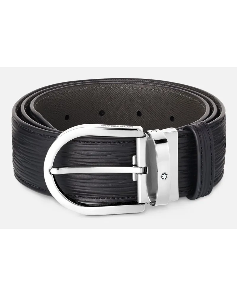 Montblanc Cintura In Pelle Stampata Nera Da 40 Mm Con Fibbia A Ferro Di Cavallo - Cinture - Nero Nero