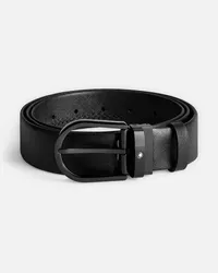 Montblanc Cintura In Pelle Nera 35 Mm Con Fibbia A Ferro Di Cavallo - Cinture - Nero Nero