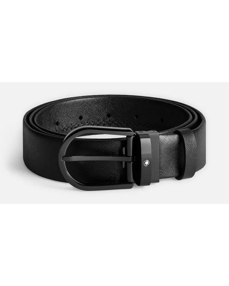 Montblanc Cintura In Pelle Nera 35 Mm Con Fibbia A Ferro Di Cavallo - Cinture - Nero Nero