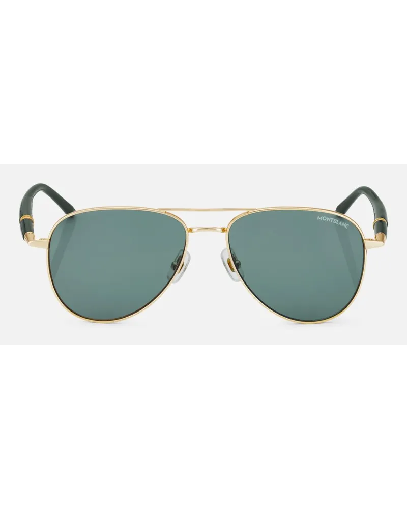 Montblanc Occhiali Da Sole Con Montatura Quadrata In Metallo Oro - Occhiali Da Sole - Oro Oro