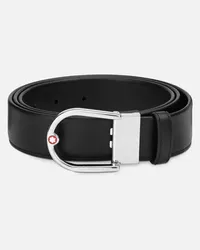 Montblanc Cintura In Pelle Nera 35 Mm Con Fibbia A Ferro Di Cavallo - Cinture - Nero Nero